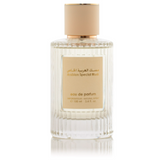 Luxurious white and gold bottle for perfume.