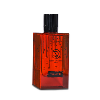 A bottle of perfume with a red label, exuding elegance and allure.