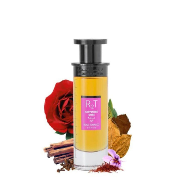 Fragrant perfume bottle with spices and a rose, ideal for a special occasion.