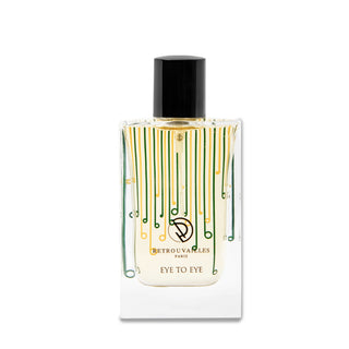 A bottle of perfume with a green and white stripe, exuding elegance and freshness.
